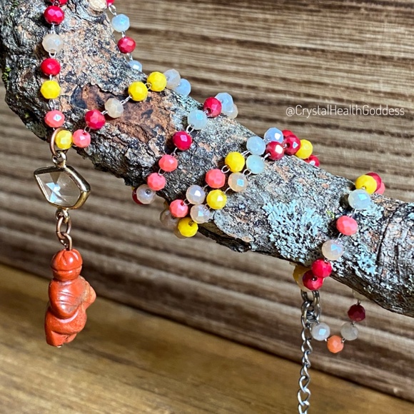 Red Jasper Goddess Crystal Beaded Necklace - Picture 7 of 10
